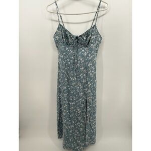Shein Womens Floral Milkmaid‎ Babydoll Dainty Blue Maxi Dress Size S Coquette